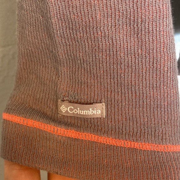 Columbia Womens Size L Grey Orange Contrast Cowl Hoodie Drawstrings Lightweight - Picture 5 of 13